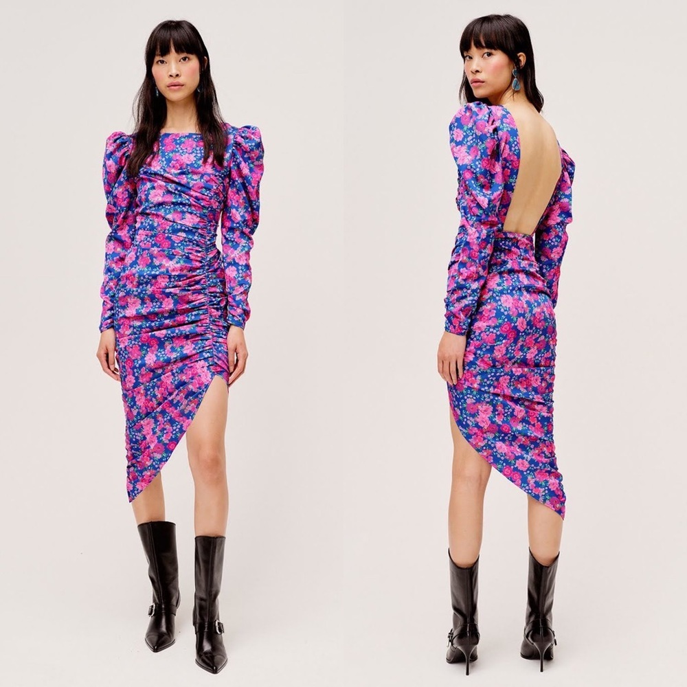 FOR LOVE & LEMONS Annie Midi Dress in Cobalt Blue Pink